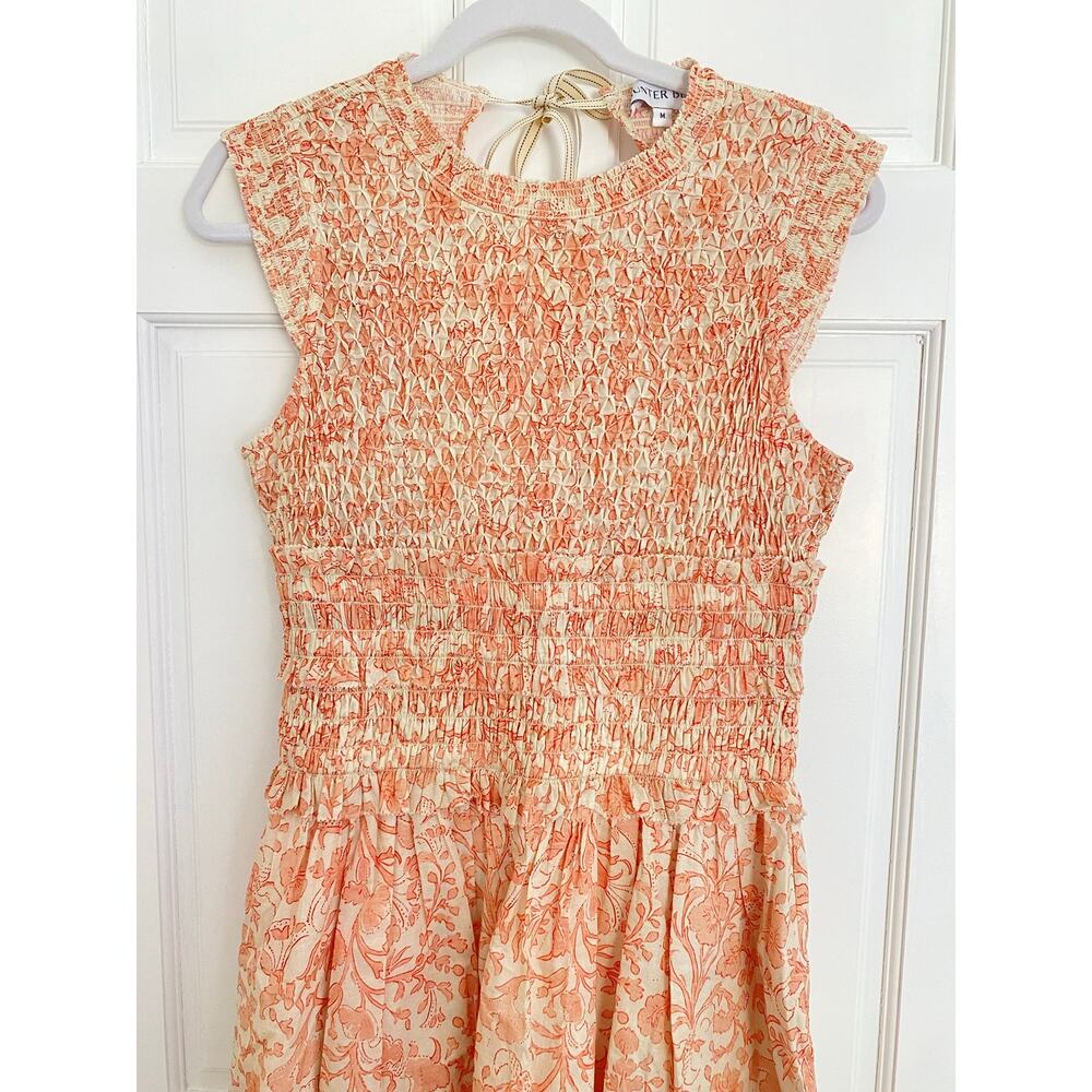 Hunter Bell Tuckernuck Anita Smocked Sleeveless Mini Dress Rosewater Floral M - Picture 10 of 13